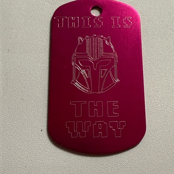 Mandalorian Star Wars this is the way armorer dark pink dog tag cool nerd geek - Picture 3 of 4